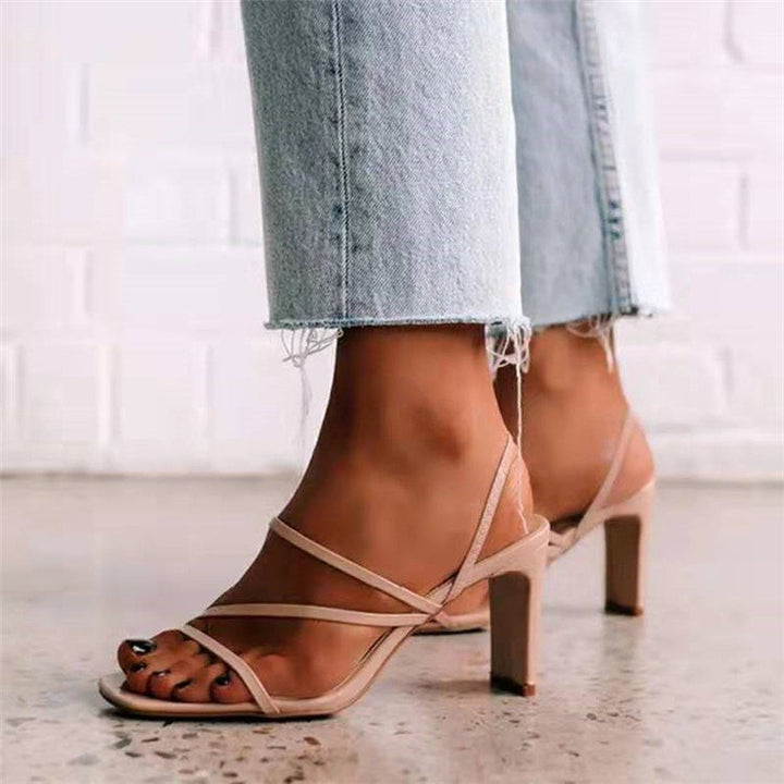 Damen Blockabsatz Sandalen mit feinen Riemchen und elegantem Ansatz Drune