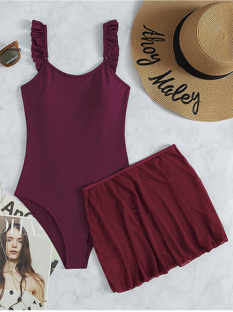 Damen eleganter Strandcover-Up mit Rüschendetails Drune
