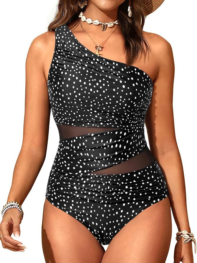 Damen stilvoller Badeanzug mit asymmetrischem Schnitt Drune