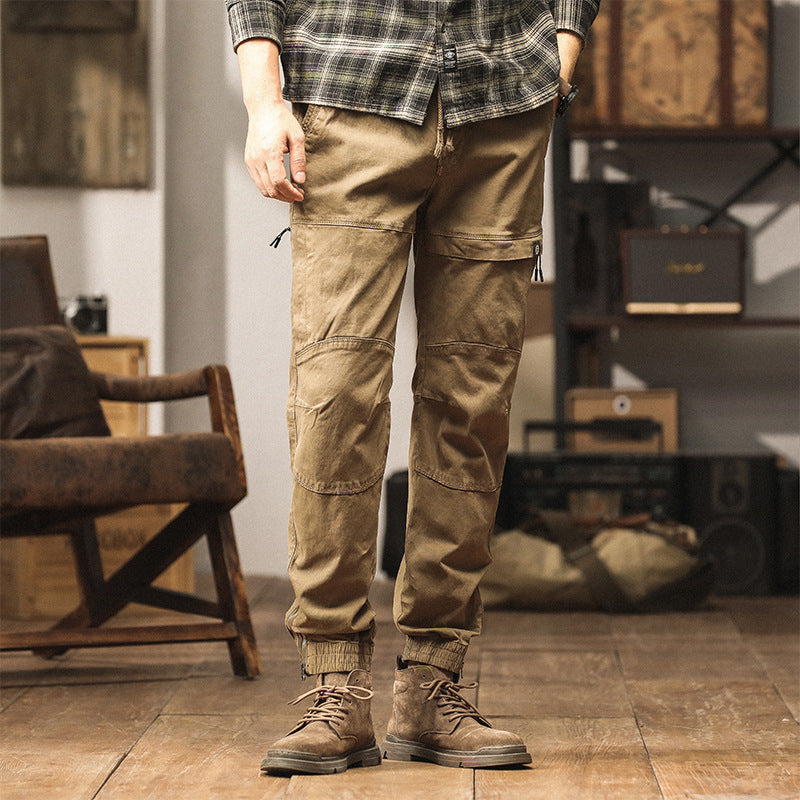 Herren Slim‑Tapered Cargojogger aus Baumwoll‑Twill mit Tunnelzug und Knöchelzipper Drune
