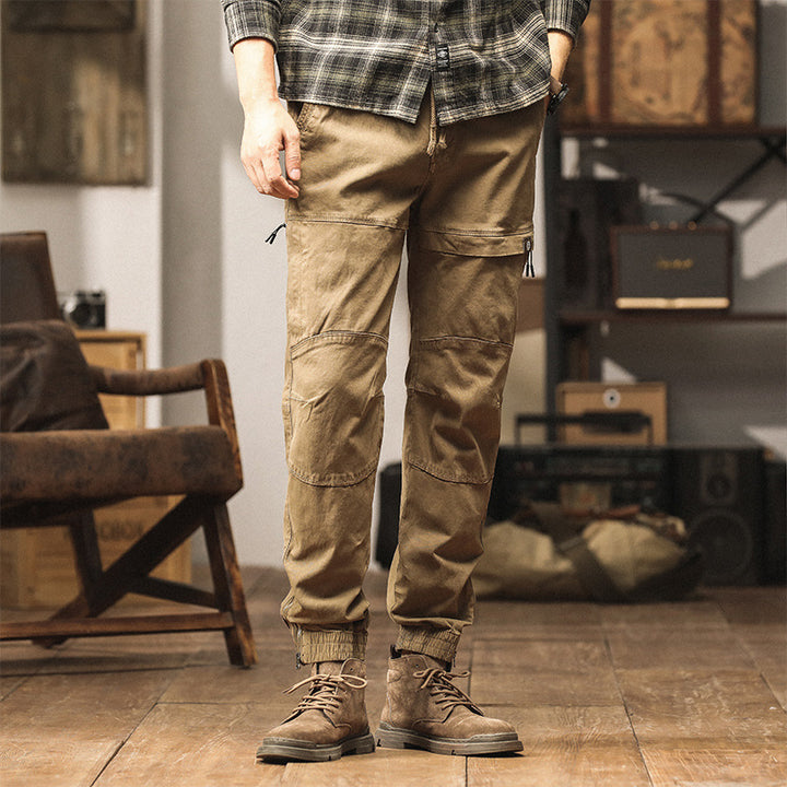 Herren Slim‑Tapered Cargojogger aus Baumwoll‑Twill mit Tunnelzug und Knöchelzipper Drune