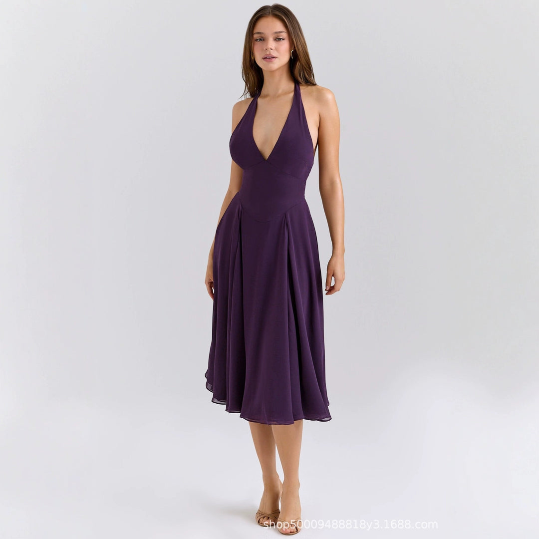 Damen Freizeitkleid mit tiefem V-Ausschnitt Drune