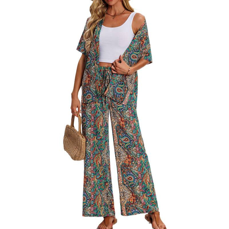 Damen Kurzarm-Overall mit Rüschendetails und Bindegürtel Drune