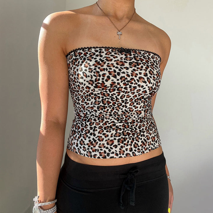 Damen Bustier-Oberteil mit Leopardenmuster Drune