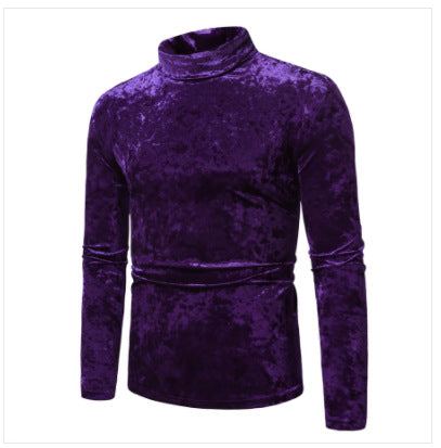 Herren nan figurbetontes Samtrollkragen-Langarmshirt mit Stretchanteil Drune