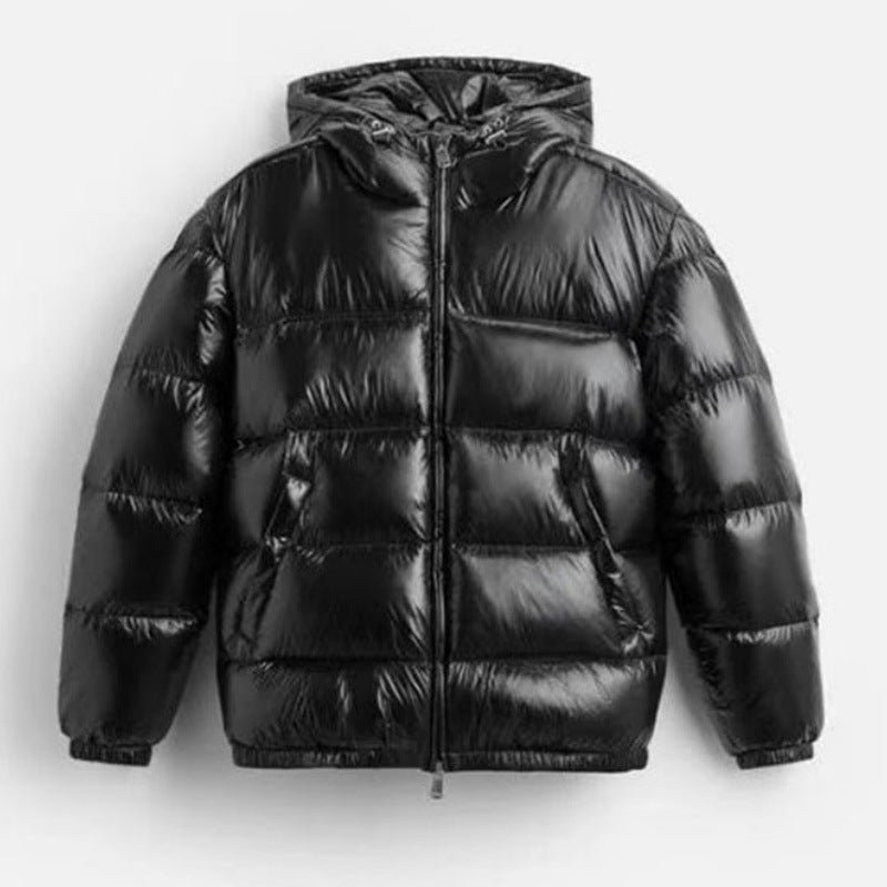 Herren nan steppte Kapuzenjacke mit glänzender Oberfläche, warmer Synthetikfüllung und Zweiwege-Reißverschluss Drune
