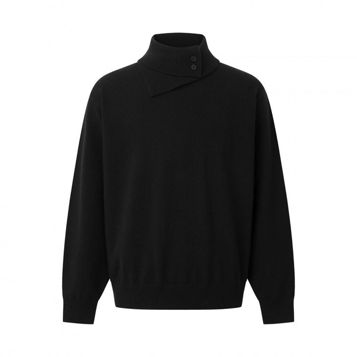 Unisex Boxy-Troyer mit asymmetrischem Schlauchkragen und Druckknopfleiste Drune