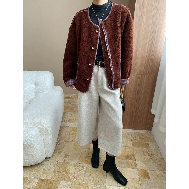 Damen kuschelige Strickjacke mit modischen Knopfdetails und oversized Schnitt Drune