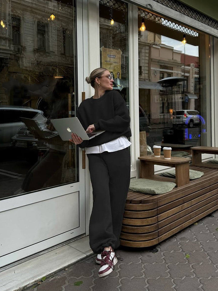 Damen lässiges Sweatshirt und weite Jogginghose Set Drune