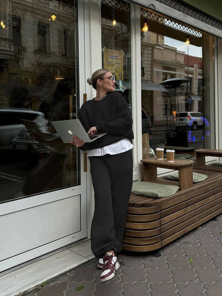 Damen lässiger Sweater und weite Hose Set Drune