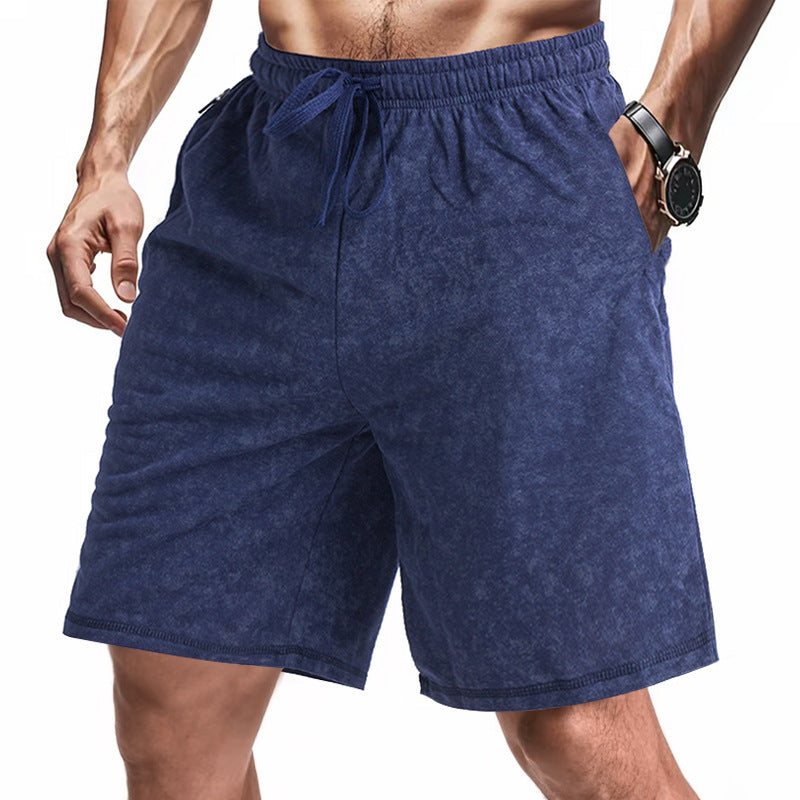 Herren nan locker geschnittene Frottee-Shorts mit elastischem Bund Kordelzug und seitlichen Eingrifftaschen Drune
