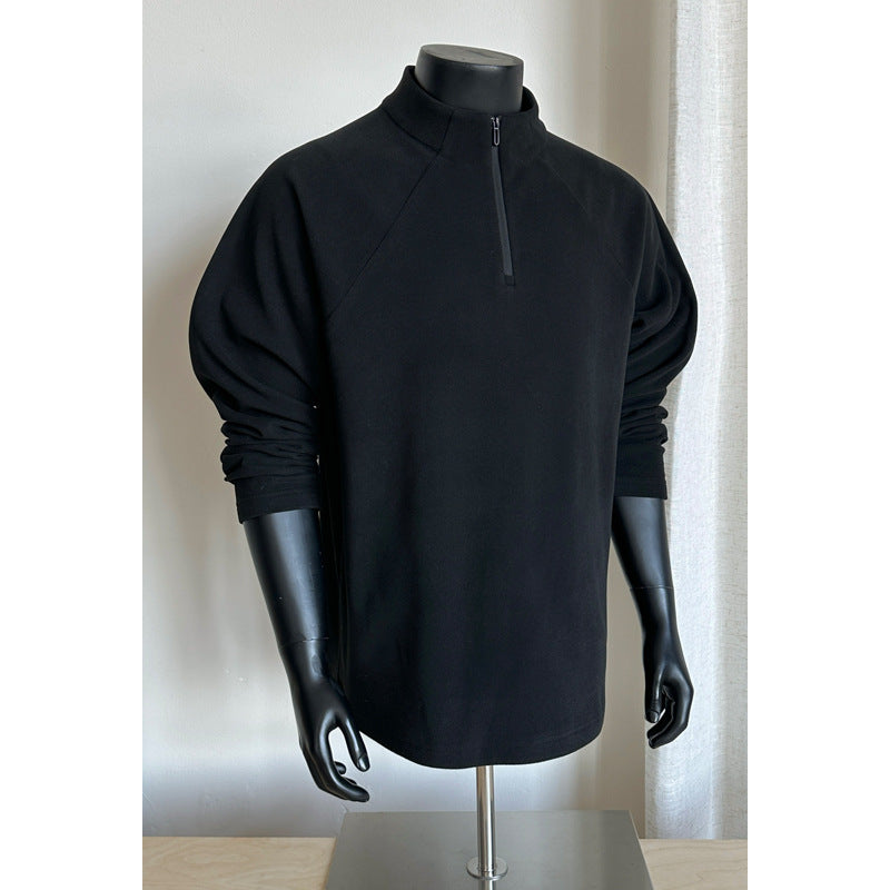 Damen modischer Stehkragen Pullover mit Reißverschluss Drune