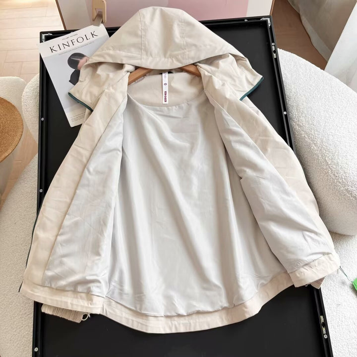 Damen leichte Windbreaker-Jacke mit seitlichen Reißverschlusstaschen Drune