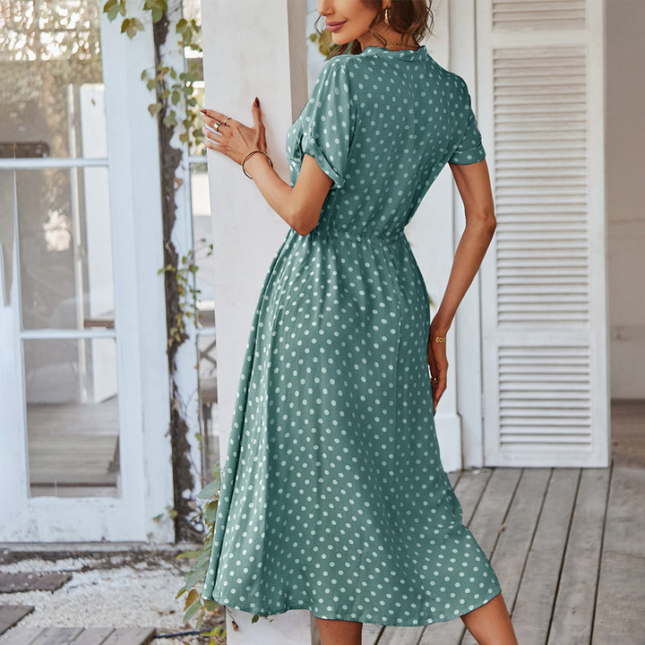 Damen Sommerkleid mit Knopfverschluss und taillierten Design Drune