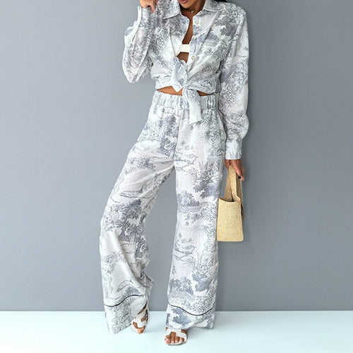 Damen Elegante und bequeme Pyjama-Anzug mit einzigartigem Floral-Design Drune
