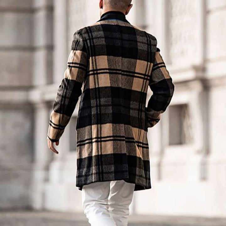 Herren Karierter Wintermantel mit warmem Innenfutter Drune