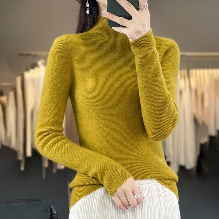 Damen Premium-Feinstrick-Mockneckpullover mit extra langen Ärmelabschlüssen und feiner Rippenstruktur Drune