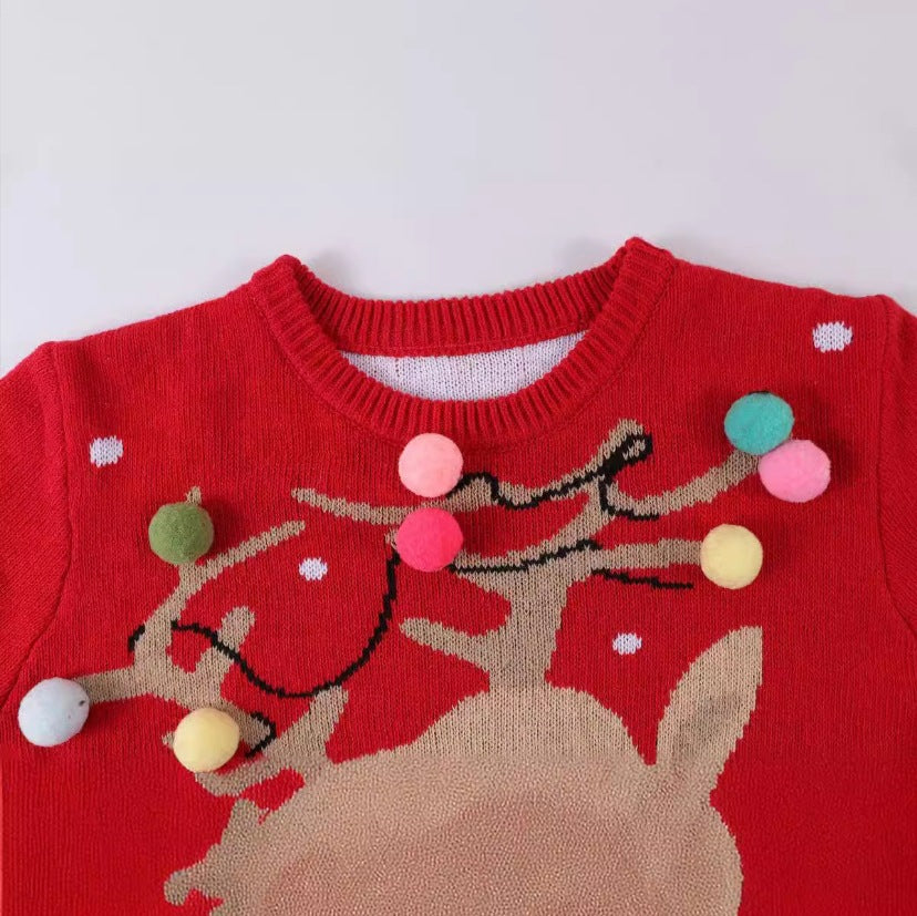 Damen Weihnachts-Pullover mit 3D-Rentier-Motiven Drune