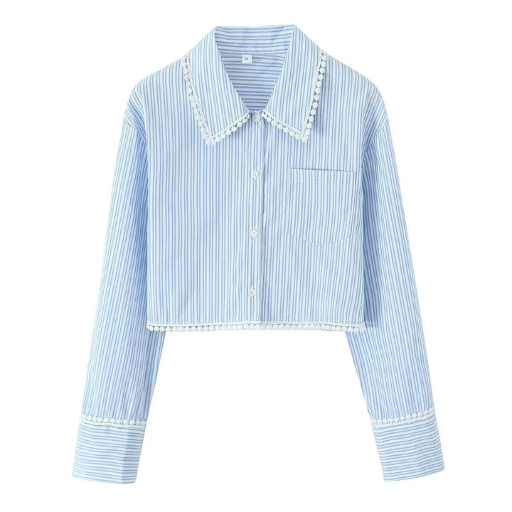 Damen cropped Bluse mit eleganten Spitzenakzenten Drune