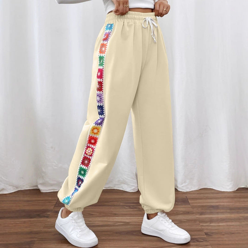 Damen Sportliche Freizeithose mit buntem Streifen Drune
