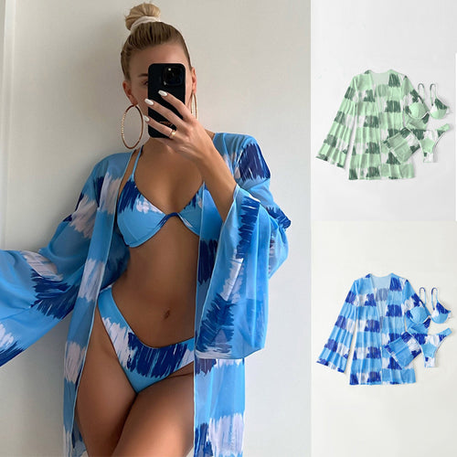 Damen Triangel-Bikini mit transparentem Kimono Drune