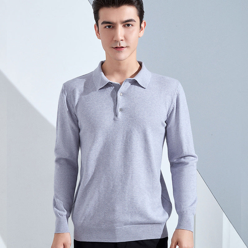 Herren Feiner Langarm-Poloshirt aus Feinstrick mit 3‑Knopf‑Leiste und schmaler Passform Drune