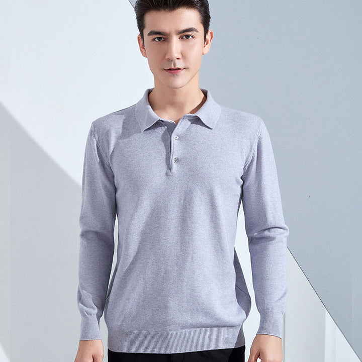 Herren Feiner Langarm-Poloshirt aus Feinstrick mit 3‑Knopf‑Leiste und schmaler Passform Drune