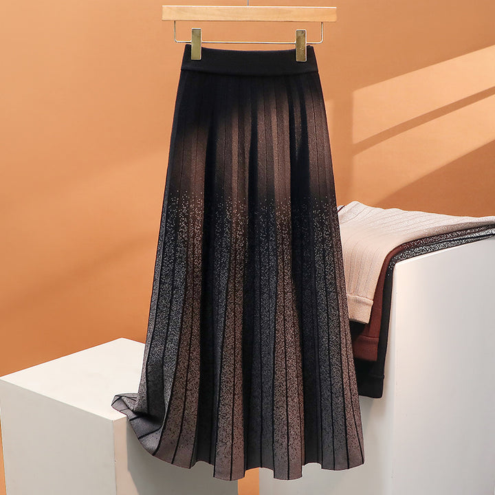 Damen Plissierter Maxirock mit elegantem Farbverlauf Drune