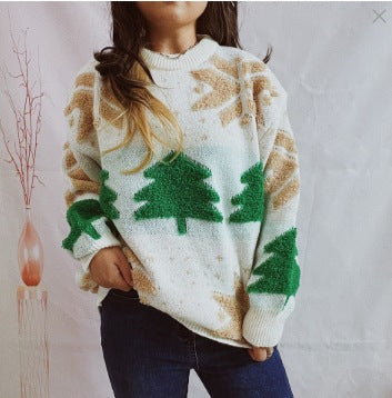 Damen Weihnachtspullover mit festlichem Motiv und voluminösen Ärmeln Drune