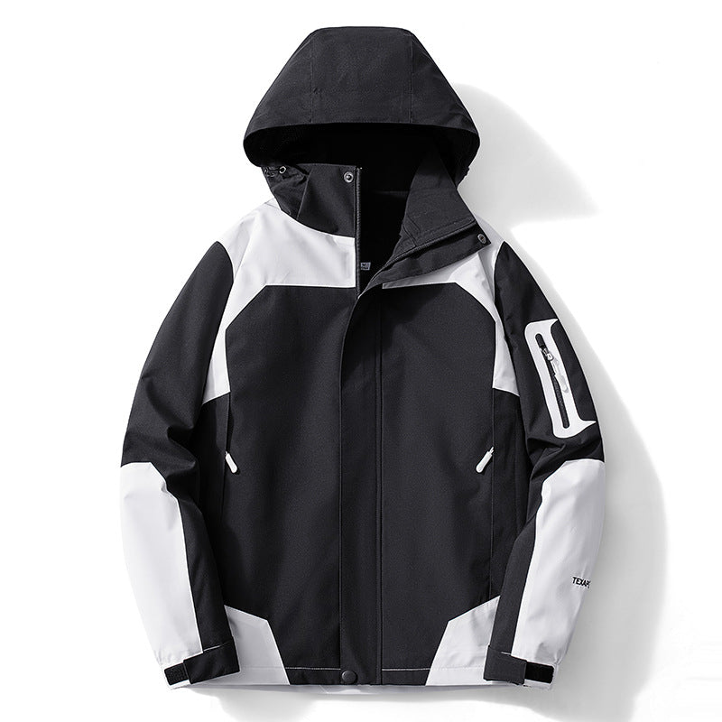 Herren technische Softshell-Kapuzenjacke mit Kontrastpaneelen und Reißverschluss-Ärmeltasche Drune