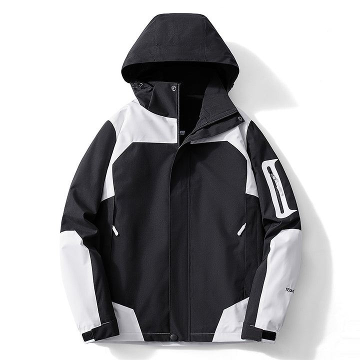 Herren technische Softshell-Kapuzenjacke mit Kontrastpaneelen und Reißverschluss-Ärmeltasche Drune