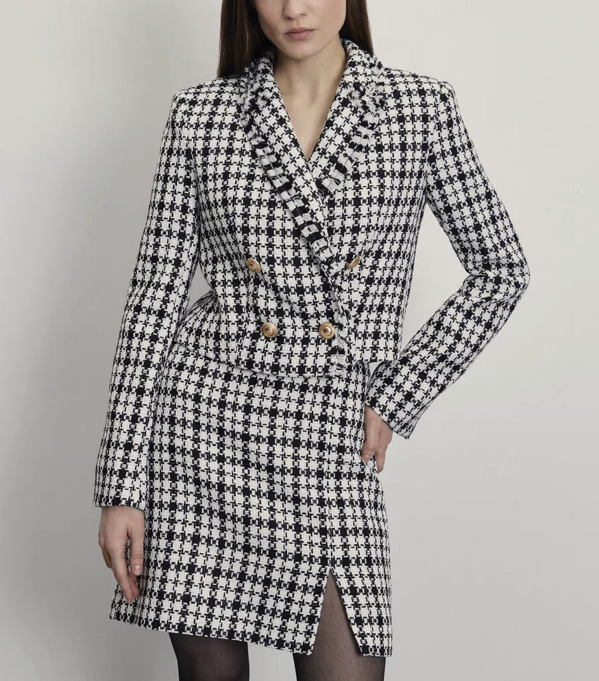 Damen Doppeltfältiger Blazer mit integriertem Rock Drune