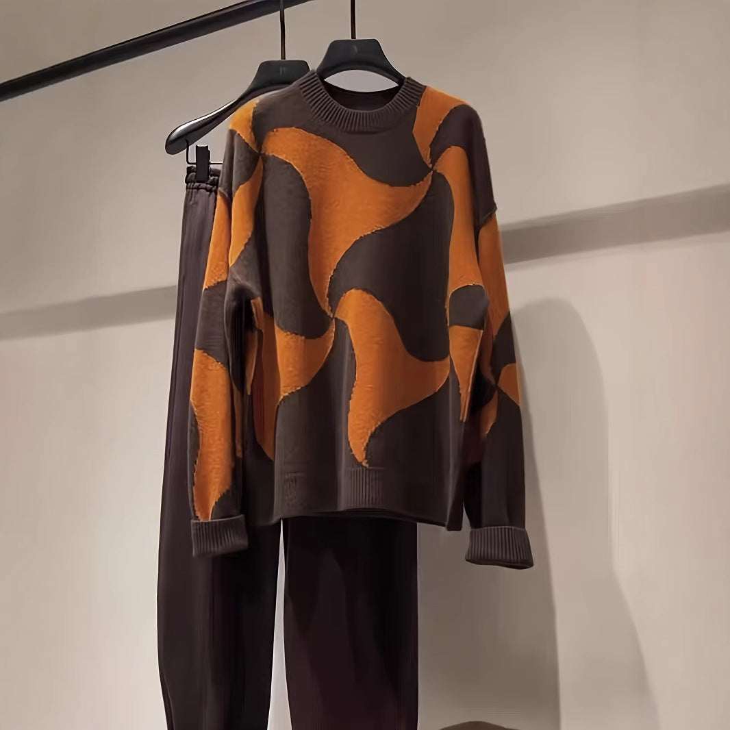 Damen Übergroßer Pullover mit einzigartigem Muster Drune
