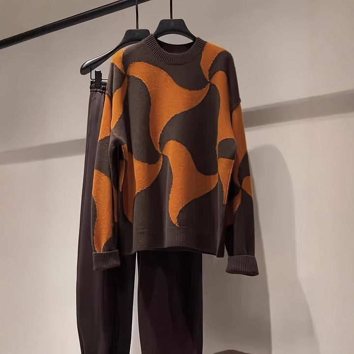 Damen Übergroßer Pullover mit einzigartigem Muster Drune