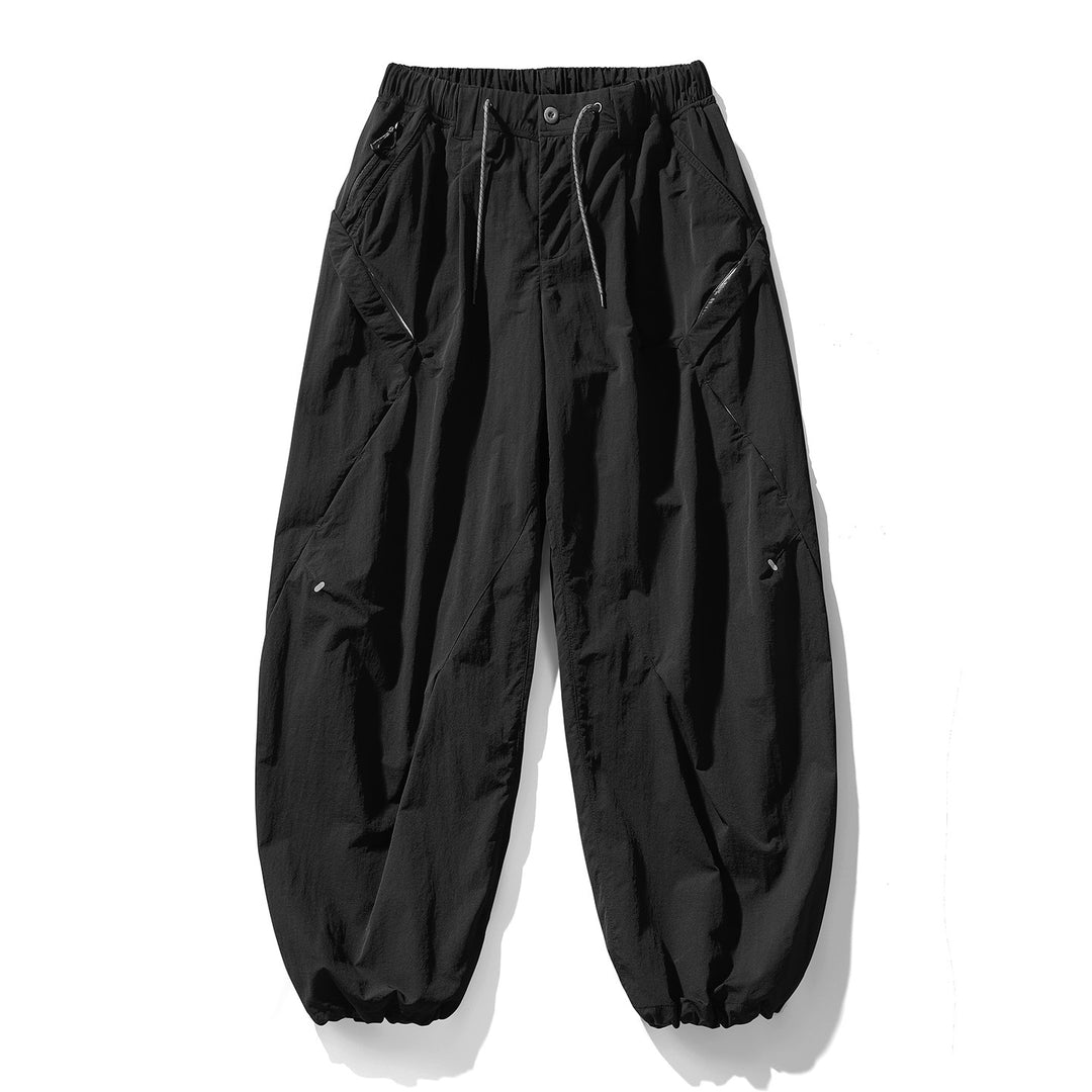 Herren Baggy-Cargohose mit asymmetrischen Eingriffstaschen, Tunnelzugbund und elastischen Knöchelabschlüssen Drune