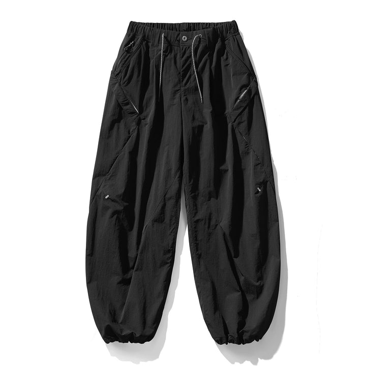 Herren Baggy-Cargohose mit asymmetrischen Eingriffstaschen, Tunnelzugbund und elastischen Knöchelabschlüssen Drune