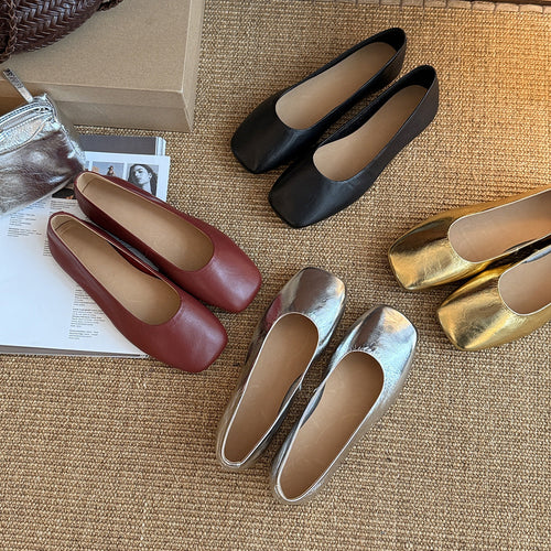 Damen Ballerinas aus hochwertigem Metallic-Leder mit komfortabler Innensohle Drune