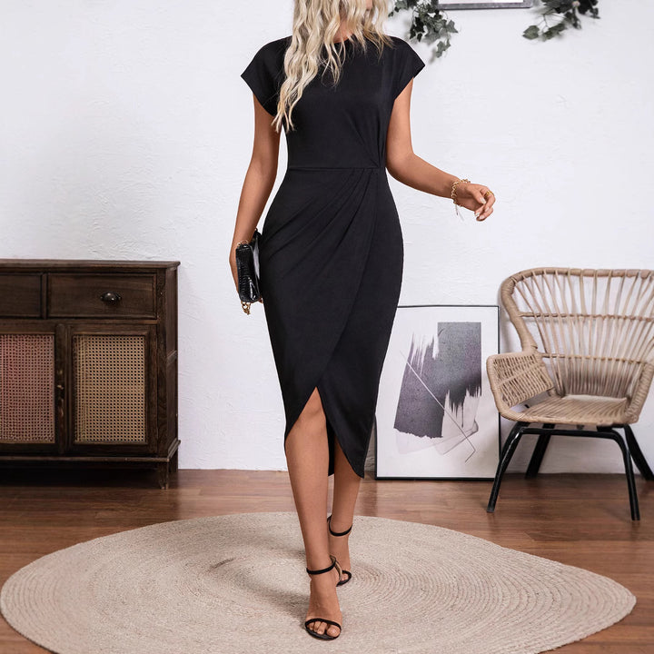 Damen modisches Wickelkleid mit großzügigem Schlitz Drune
