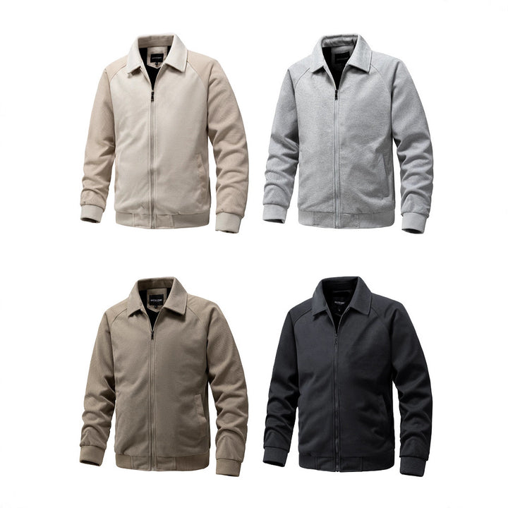 Herren Lässige Sweatjacke mit Reißverschluss und strukturierten Rippenärmeln Drune
