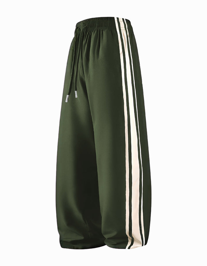 Damen Weite Trackpants mit Tunnelzugbund und seitlichen Kontraststreifen Drune