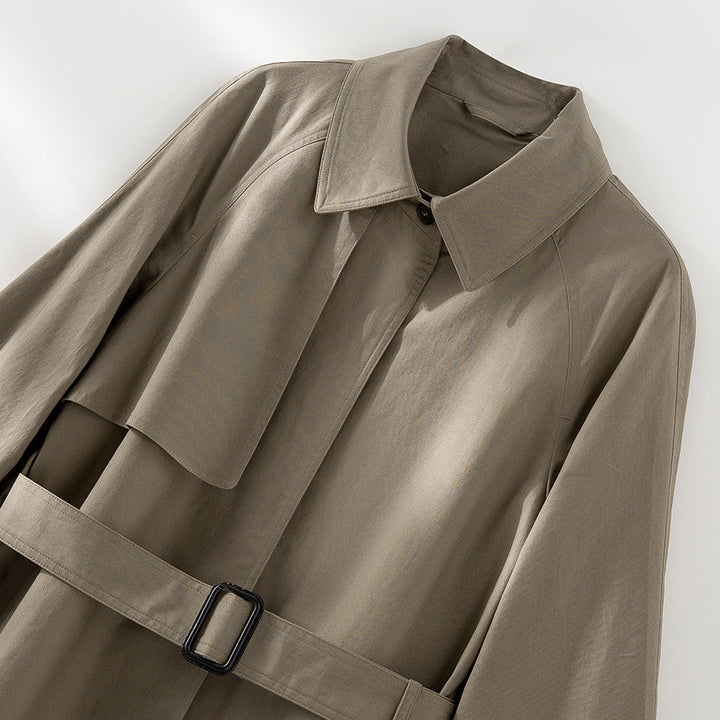 Damen Klassischer Trenchcoat mit Gürtel und Sturmblende Drune