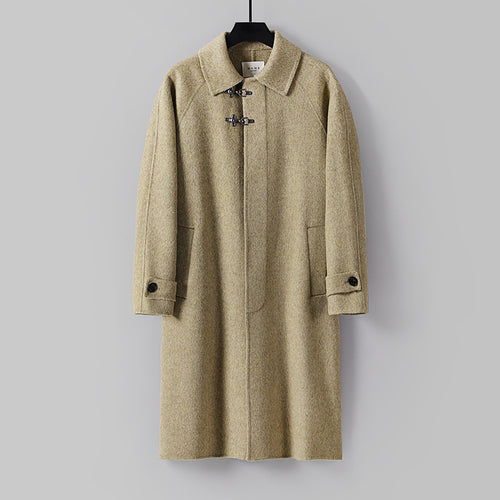 Herren Gerader Wollmix-Longcoat mit verdeckter Front und dekorativen Knebelverschlüssen Drune