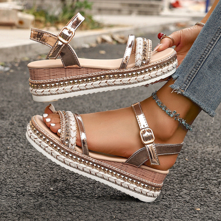 Damen Espadrille Sandalen mit Glitzerdetails und verstellbarem Riemendesign Drune