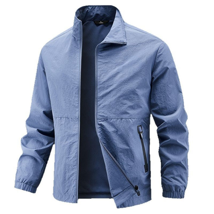 Herren Leichte technische Übergangsjacke mit Stehkragen atmungsaktivem Mesh-Futter und wasserabweisenden Reißverschlusstaschen Drune