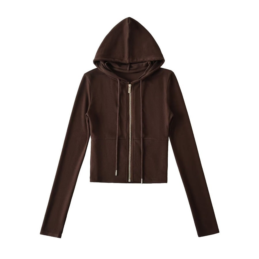 Damen Crop-Hoodie mit praktischem Reißverschluss und sportlichem Design Drune