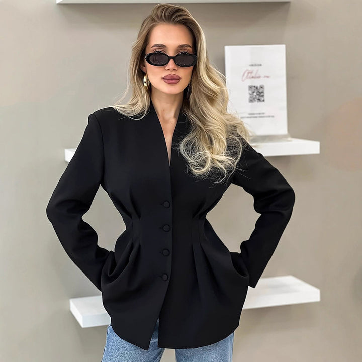 Damen Eleganter Blazer mit taillierten Akzenten Drune