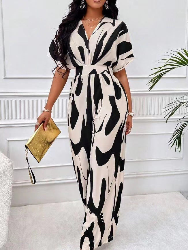 Damen Eleganter Jumpsuit mit weit geschnittenem Bein und raffiniertem Design Drune