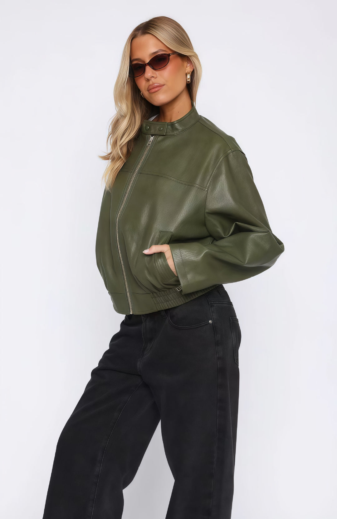 Damen lässige und stilvolle Kunstlederjacke Drune