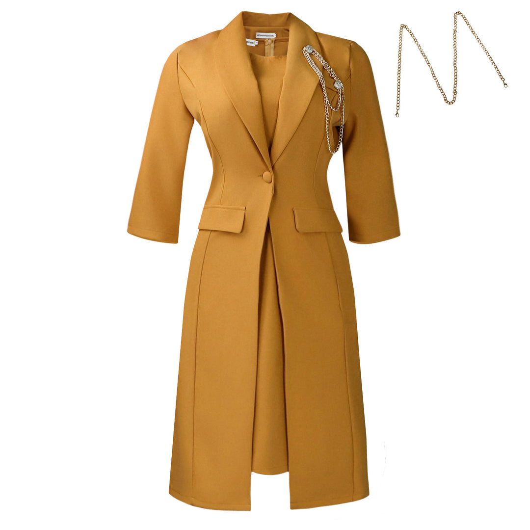 Damen Blazer-Kleid mit asymmetrischem Saum und eleganter Drapierung Drune