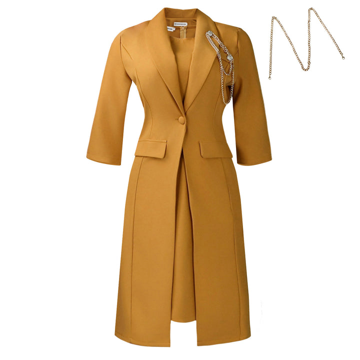 Damen Blazer-Kleid mit asymmetrischem Saum und eleganter Drapierung Drune